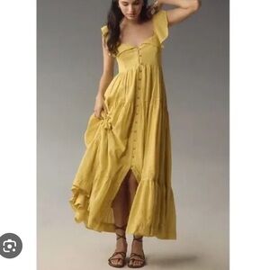 Yellow Ruffled Women's Dress